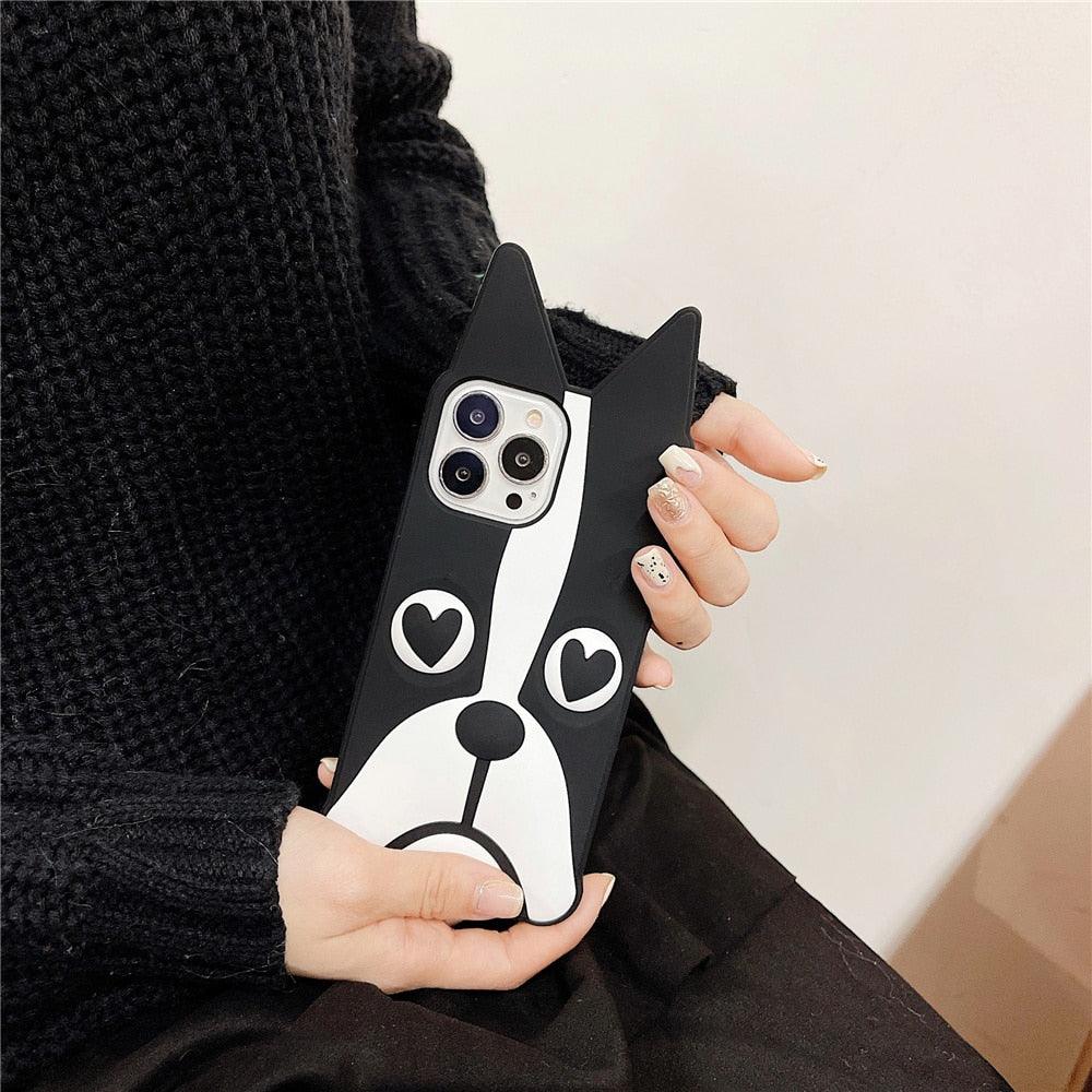 Cute 3D Cartoon Dog Silicone Phone Case for iPhone