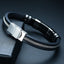 Pulsera de Acero Inoxidable para Hombre con Estrías Negras y Elegantes