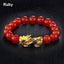 Obsidian Stone Beads Bracelet - Unisex Gold Black Pixiu Design