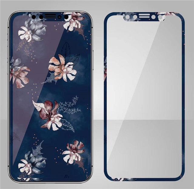 Protector de Pantalla de Vidrio Templado con Diseño de Flores en el Cielo de Moda para iPhone