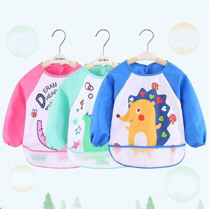 Adorable Waterproof Long Sleeve Baby Feeding Smock with Cartoon Design - Korvel