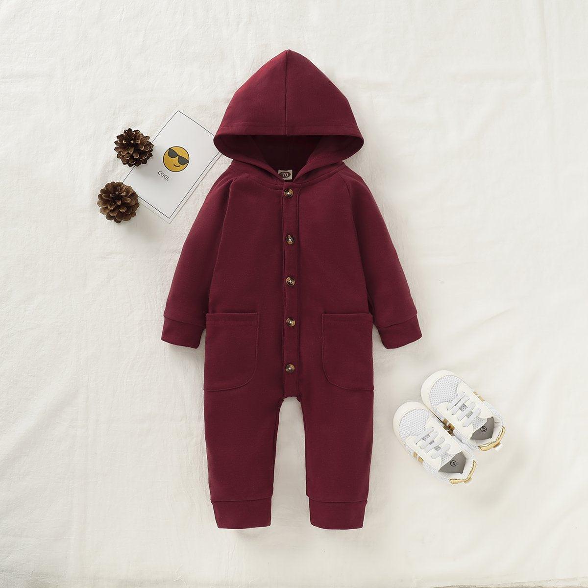 Premium Newborn Hooded Romper with Pockets