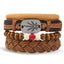 Vintage Black Bead Leather Bracelet for Men and Women