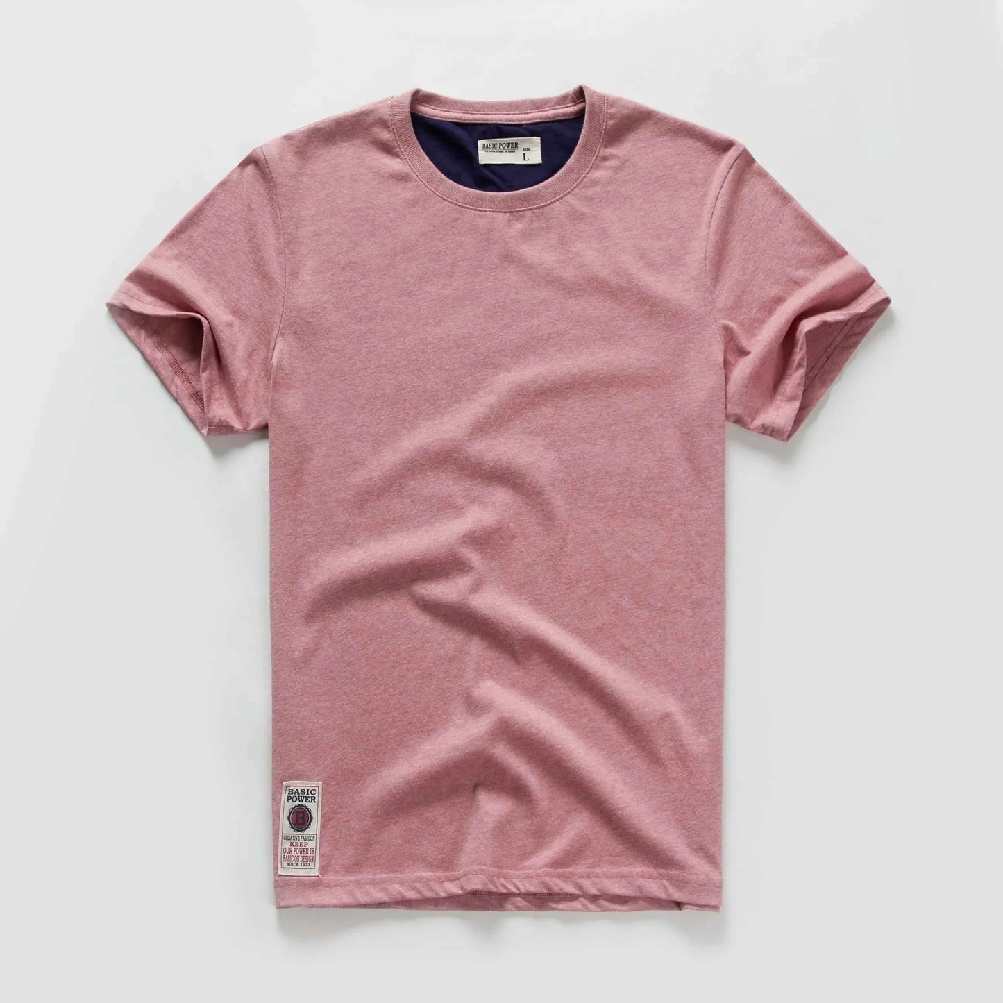 Camiseta Clásica de Algodón para Hombre con Cuello Redondo Sólido