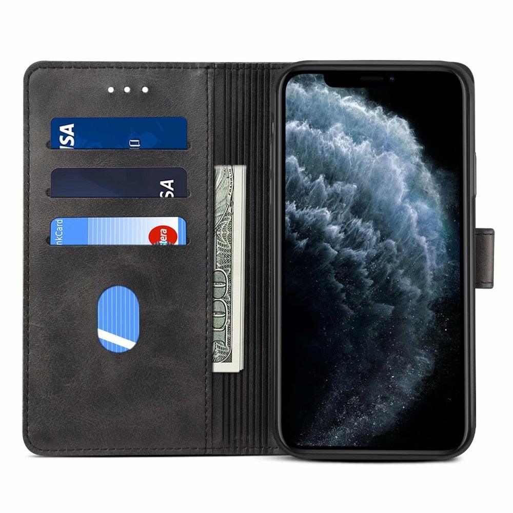 Luxury Red Leather Magnetic Flip Case for iPhone