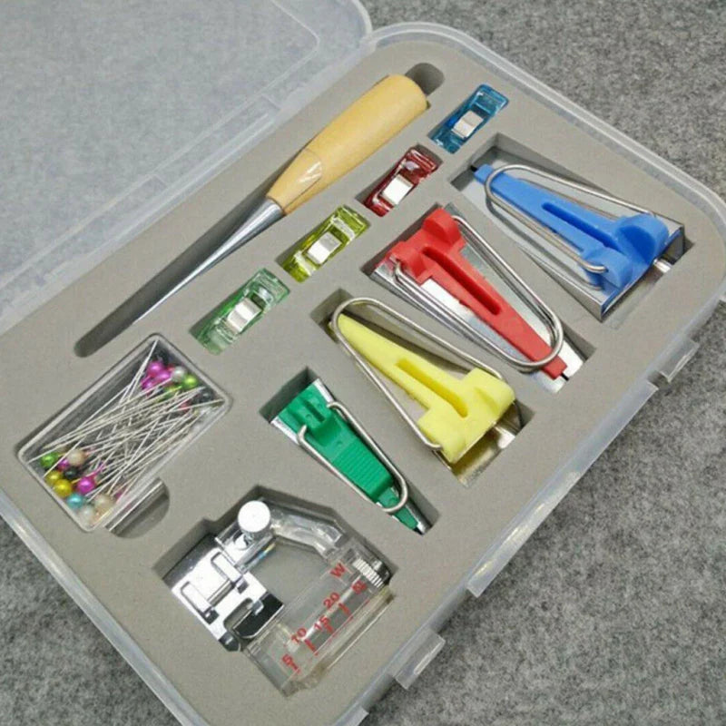 16pcs Household Electric Sewing Bias Tape Machine Kit Fabric Bias Binding Tape Suits DIY Sewing Tools - Korvel