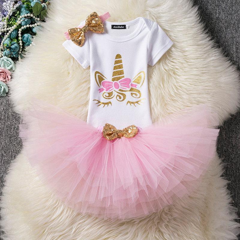 Vestido Moderno de Unicornio para Celebraciones del Primer Cumpleaños