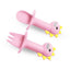 Soft Silicone Baby Feeding Spoon and Fork Set - Cartoon Dinosaur