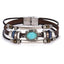 Vintage Black Bead Leather Bracelet for Men and Women