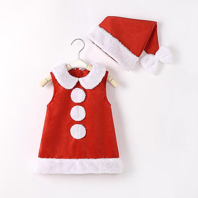Christmas Princess Dress and Bowknot Hat Set for Newborns