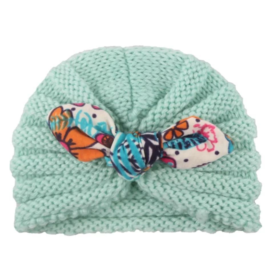Charming Handmade Cotton Baby Turban Hat with Colorful Bow for Boys and Girls - Perfect for Autumn and Winter - Korvel