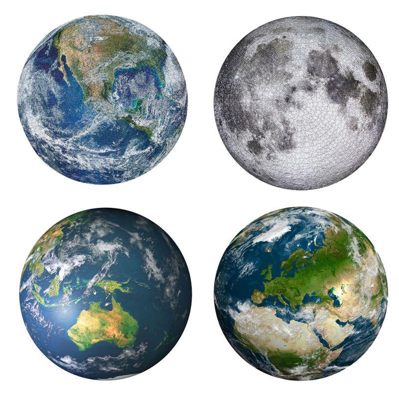 Rompecabezas redondo moderno de 1000 piezas - Luna y planetas