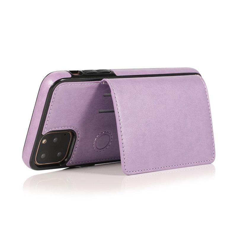 Premium Leather Wallet Case for iPhone 11 Pro Max, XS Max, XR, X, 8, 7, 6S, 6Plus, 5, 5S - Shockproof with Card Holder - Korvel