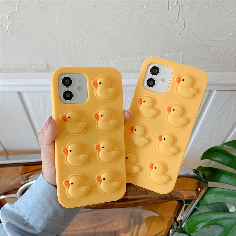 Cute Duck Pop Bubble Fidget Phone Case for iPhone