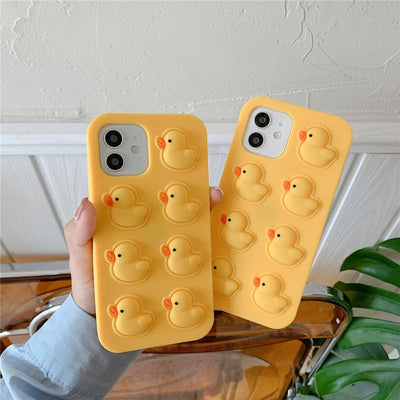 Cute Duck Pop Bubble Fidget Phone Case for iPhone