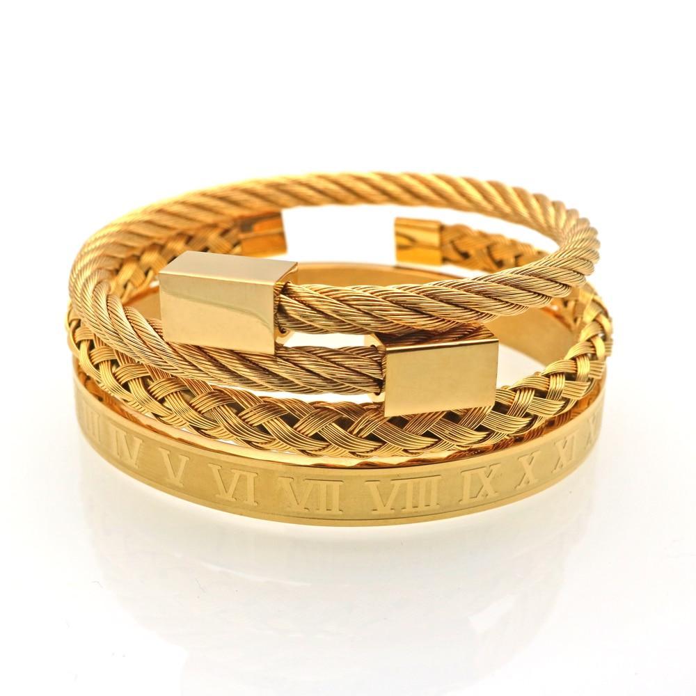 Luxury Modern Roman Style Stainless Steel Bracelet for Men