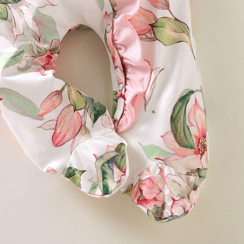 Luxury Floral Newborn Baby Girl Romper with Bow