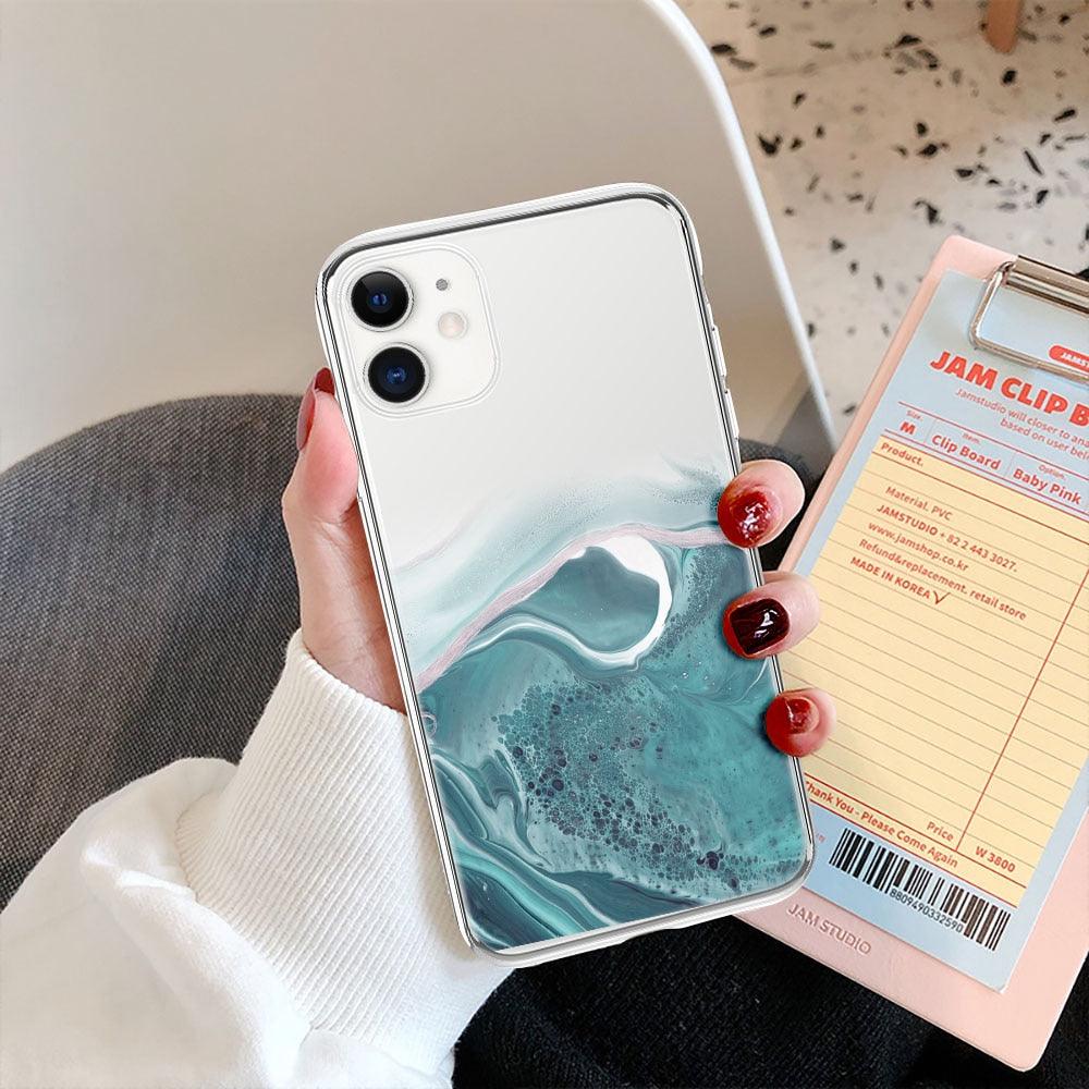 Funda Transparente de Mármol de Lujo para iPhone