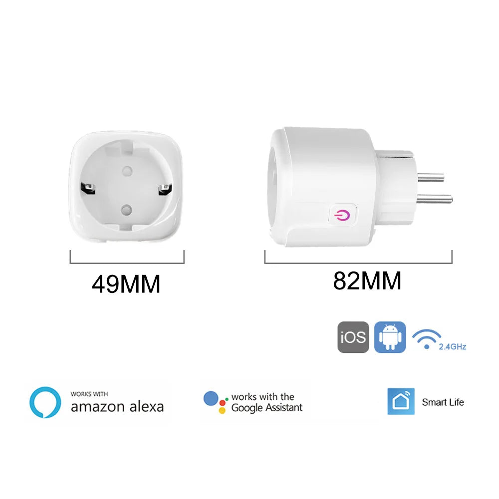 WiFi Smart Plug EU US UK Adaptor Wireless Remote Voice Control Power Energy Monitor Outlet Timer Socket for Alexa Google Home - Korvel