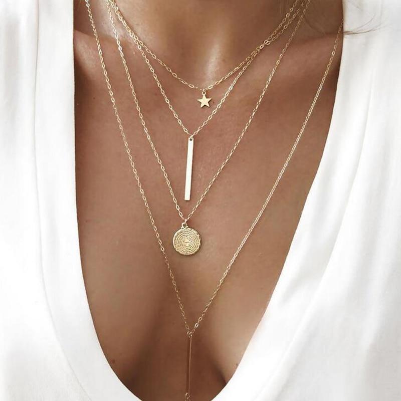 Modern Vintage Multilayer Crystal Gold Choker Necklace