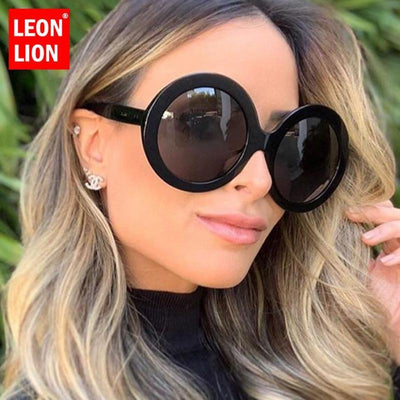 Lunettes de soleil vintage surdimensionnées rondes de luxe pour femmes