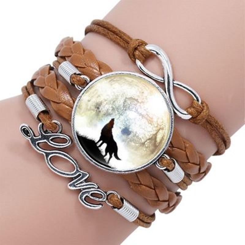 Classic Retro Wolf Head Leather Bracelet for Men & Women