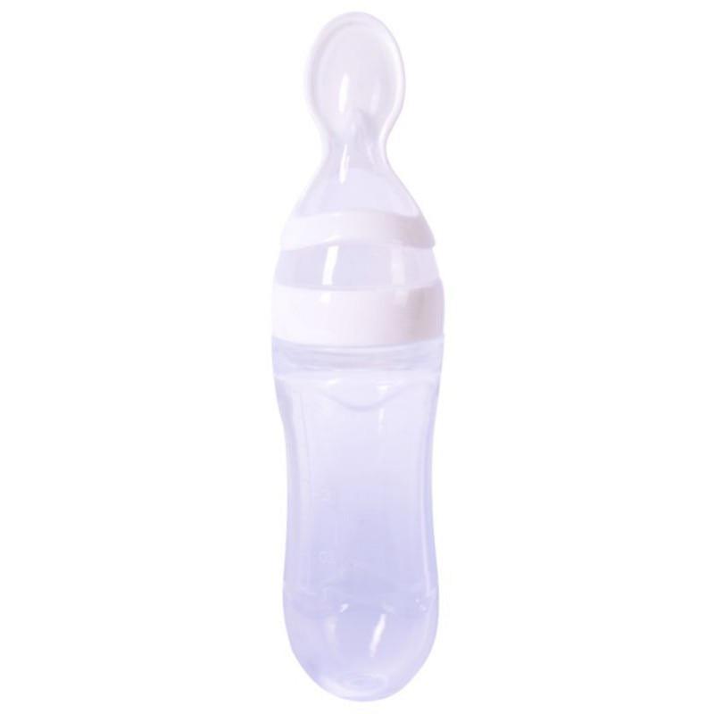 Botella de Alimentación de Silicona para Bebés con Cuchara - 90ml