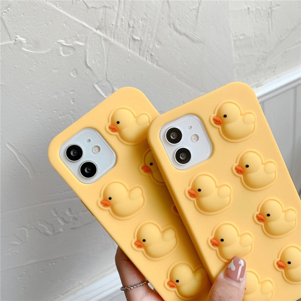 Cute Duck Pop Bubble Fidget Phone Case for iPhone