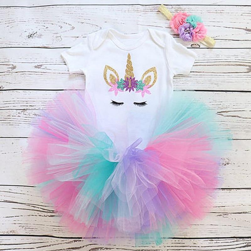 Vestido Moderno de Unicornio para Celebraciones del Primer Cumpleaños