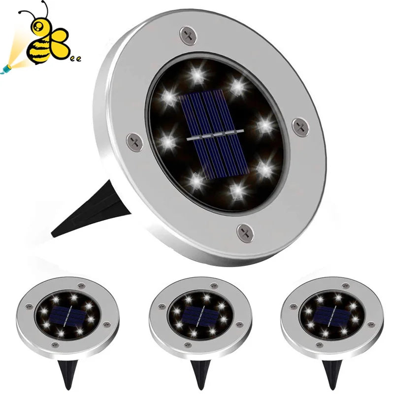 4Pcs Solar Power Disk Light 8LED Ground Lamp Light Spot Lamp for Outdoor Path Way Yard Garden Decking Lawn Waterproof - Korvel
