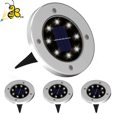 4Pcs Solar Power Disk Light 8LED Ground Lamp Light Spot Lamp for Outdoor Path Way Yard Garden Decking Lawn Waterproof - Korvel