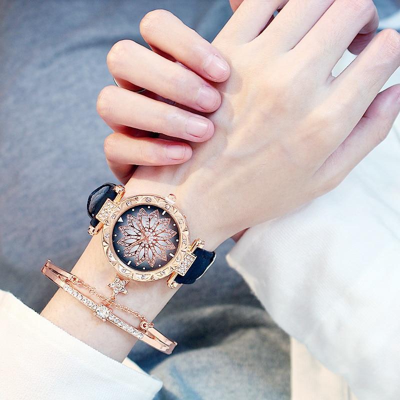 Elegant Starry Sky Women's Quartz Watch Set