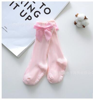 Charming Non-Slip Cotton Knee High Socks with Bow for Baby Girls - Korvel