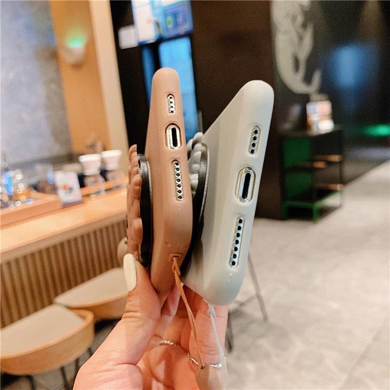 3D Cute Cartoon Dog Mirror Stand Phone Case for iPhone