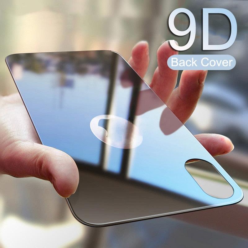 Protecteur arrière en verre trempé 9D pour modèles d'iPhone