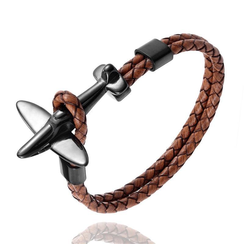 Pulsera de Ancla de Aviación de Acero Inoxidable Dorado para Hombres y Mujeres