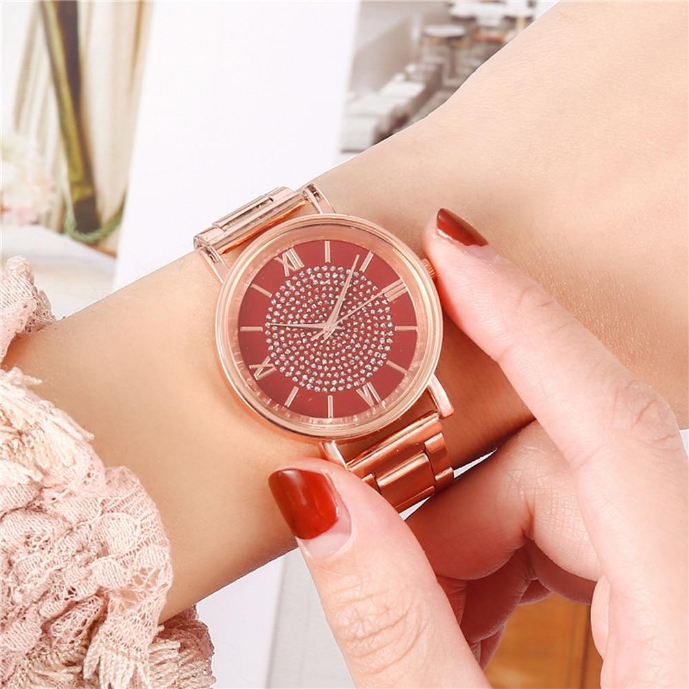 Montre de Luxe Femme en Or Rose STEVVEX avec Accents en Diamant