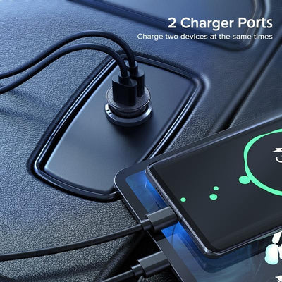Dual USB Fast Car Charger 2.4A - Universal Mobile Device Charging Solution - Korvel