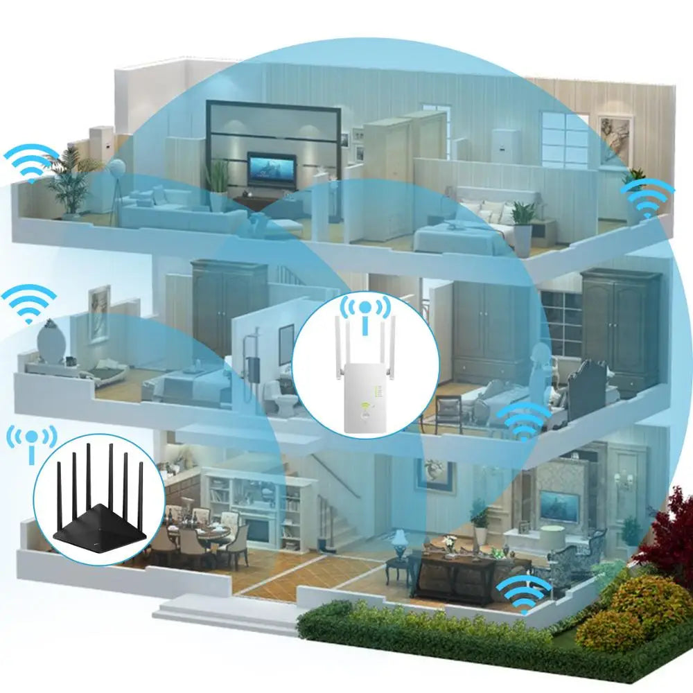 Répéteur WiFi double bande 5GHz - Extenseur sans fil 1200Mbps