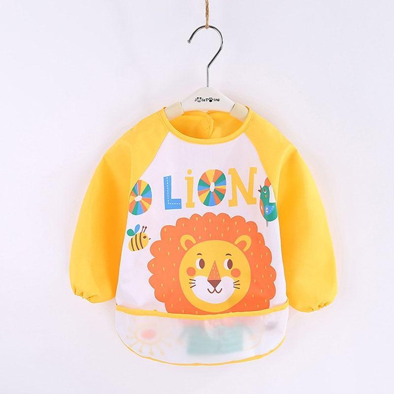 Adorable Waterproof Long Sleeve Baby Feeding Smock with Cartoon Design - Korvel