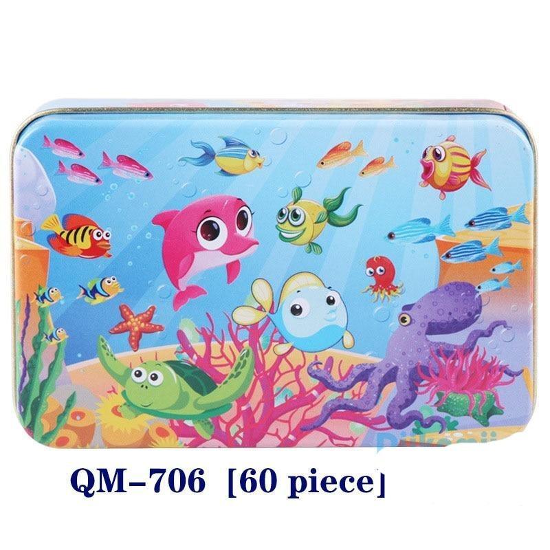 60-Piece Cartoon Animal Wooden Puzzle for Kids - Educational Fun Toy - Korvel