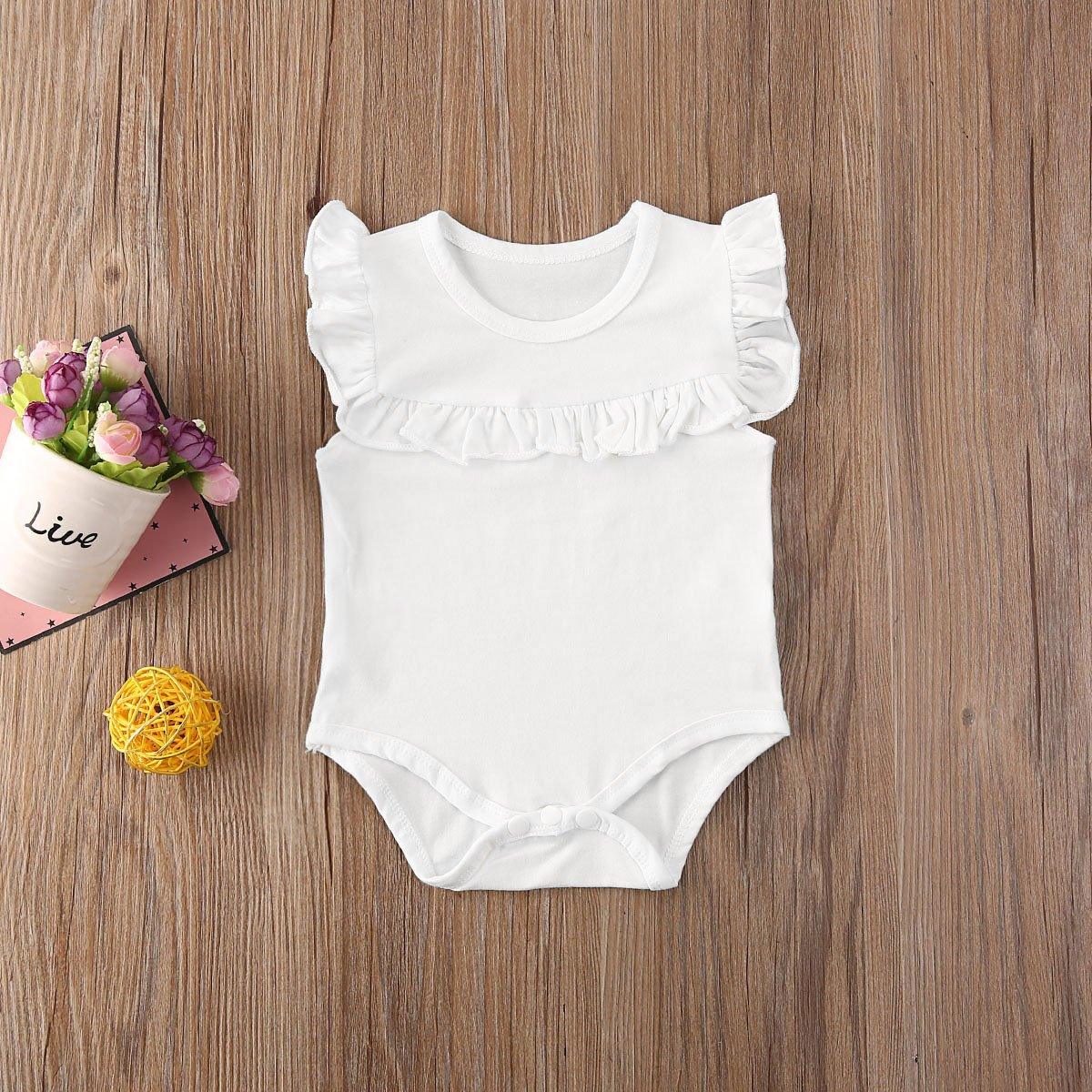 Ruffled Sleeveless Bodysuit for Newborn Baby Girls