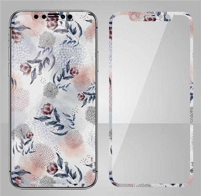 Protector de Pantalla de Vidrio Templado con Diseño de Flores en el Cielo de Moda para iPhone