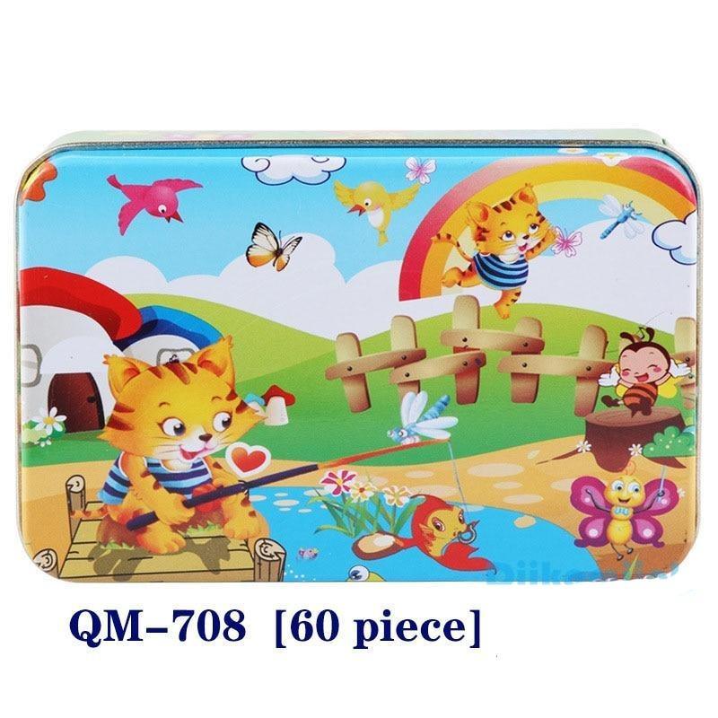 60-Piece Cartoon Animal Wooden Puzzle for Kids - Educational Fun Toy - Korvel