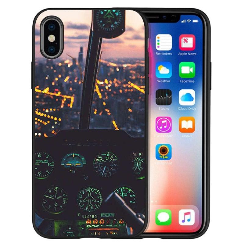 Funda de Silicona Negra para Teléfono de Cockpit de Aeronave para iPhone