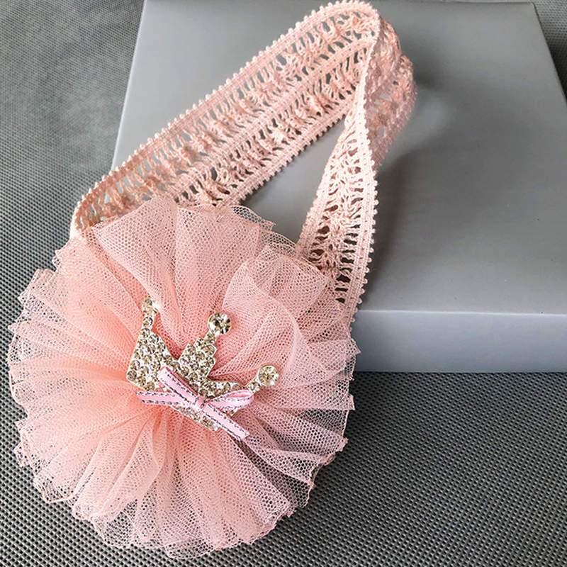 Elegant Handmade Baby Girl Hair Band with Rhinestone Crown - Perfect for Infants - Korvel