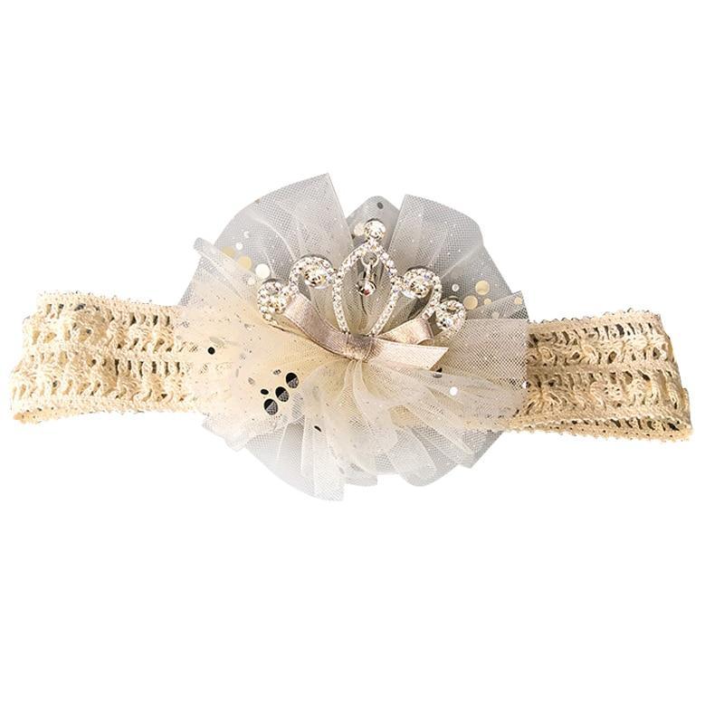 Elegant Handmade Baby Girl Hair Band with Rhinestone Crown - Perfect for Infants - Korvel
