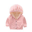 Stylish Striped Baby Cardigan with Velvet Lining