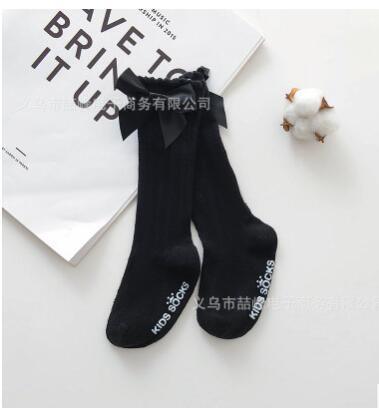 Charming Non-Slip Cotton Knee High Socks with Bow for Baby Girls - Korvel