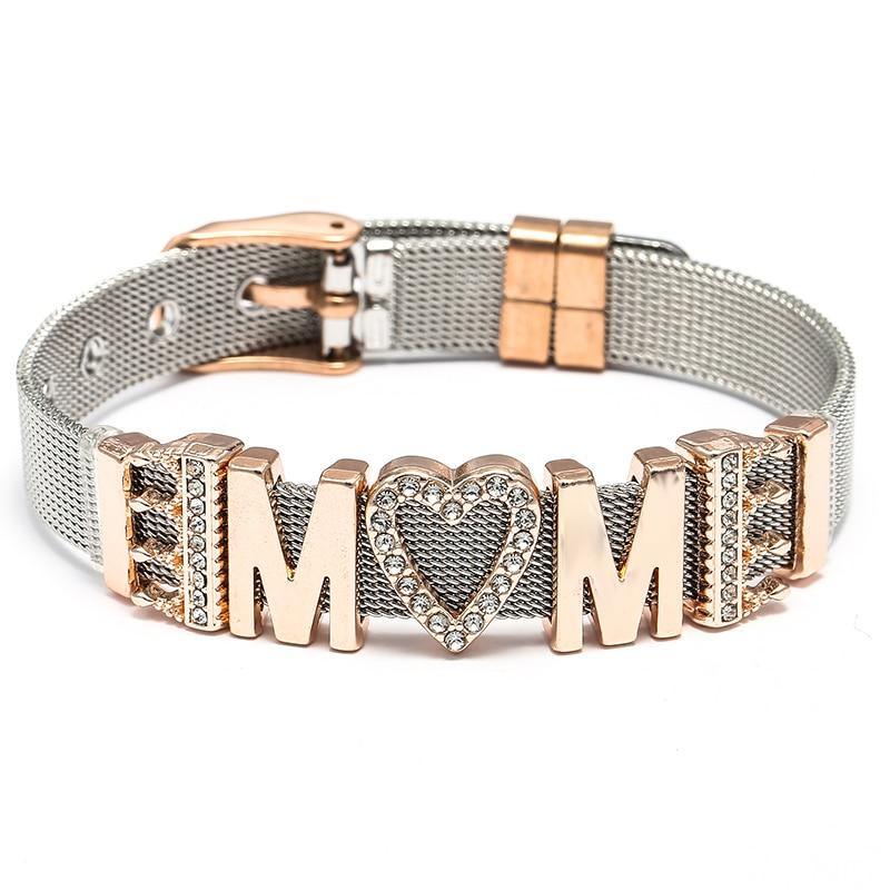 Conjunto de Pulseras de Acero Inoxidable Elegante con Charm de Corazón de Cristal